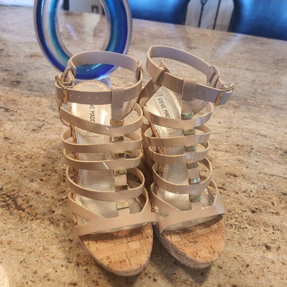 Steve Madden Wedge Sandals for Women Size 9B, Color Neutral/Nude - Picture 1 of 11